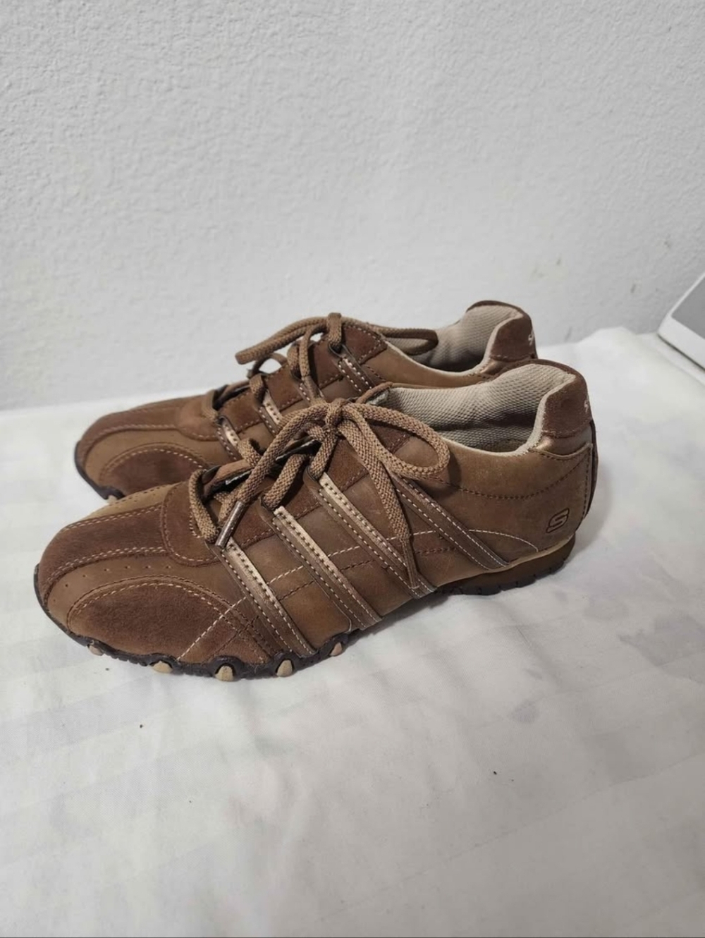 Skechers Brown Lace-Up Suede Sneakers